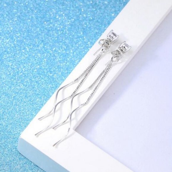 *NEW 925 Sterling Silver Diamond Swirl Earrings - Picture 6 of 7